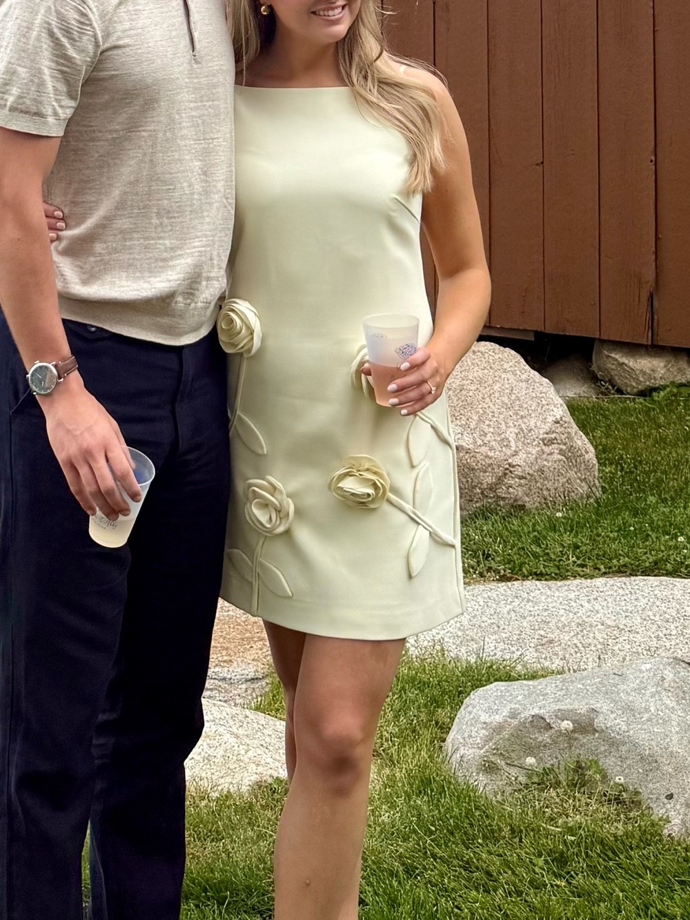Ivory Floral Appliqué Mini Dress- Anthropologie NWT - Picture 2 of 4